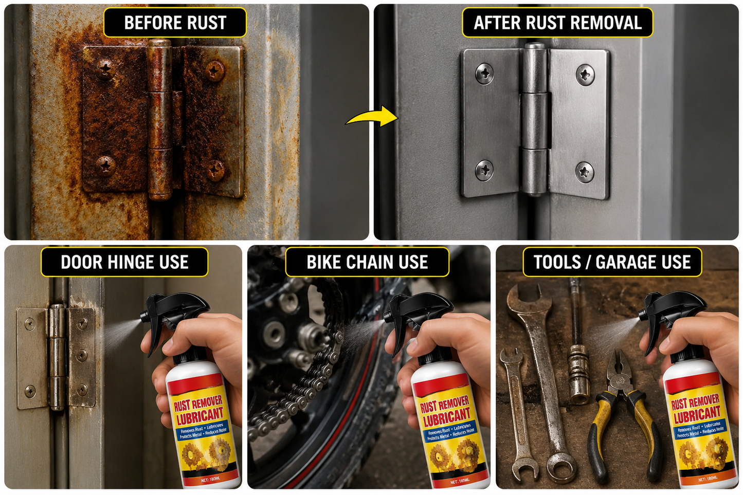RUST REMOVER Spray for CAR & BIKE , Multi-Purpose Rust Cleaner Spray for Metal Surface, Instant Rust-Off & Protect Formula......🔥 BUY 1 GET 1 FREE! 🔥